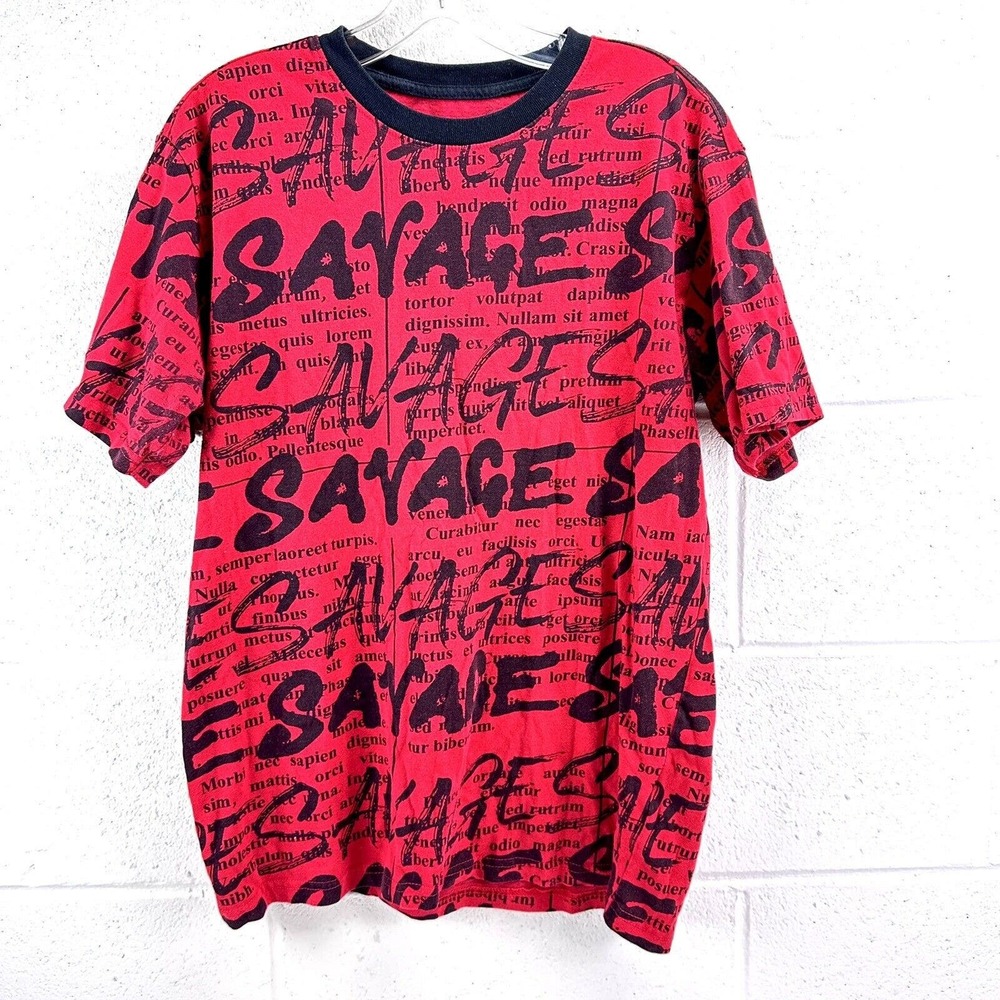 Mens New York 1994 Sovereign State red T-Shirt Savage Logo
